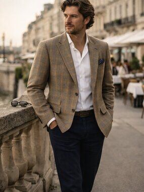 Holland & Sherry Savile Row Blazer Chauncey Billups Custom Plaid Sport Coat 40R